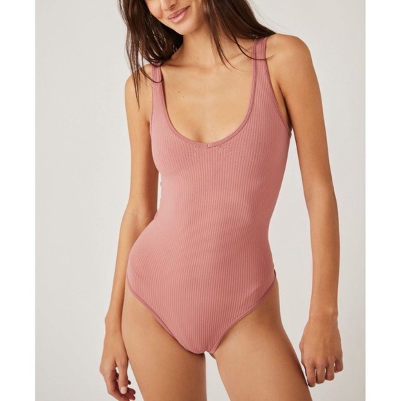 Free People Intimately XYZ Copper Mauve Purple Pink Recycled Bodysuit - Picture 2 of 10